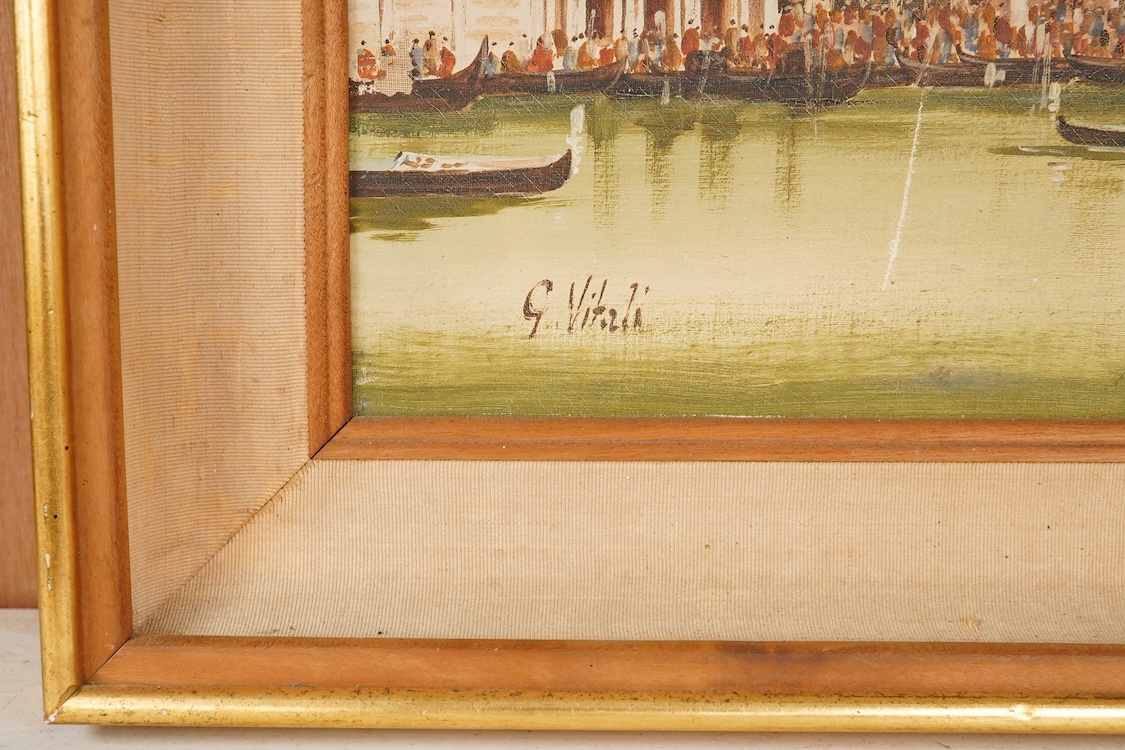 Contemporary, Venetian scene, St. Marks Square with gondolas, oil on canvas, 39 x 49cm